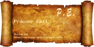 Prácser Emil névjegykártya